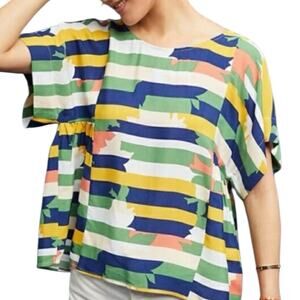 NWT Maeve Anthropologie Milla Multicolor Abstract Blouse Size XS